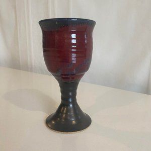 Artisan Red and Black Ceramic Chalice